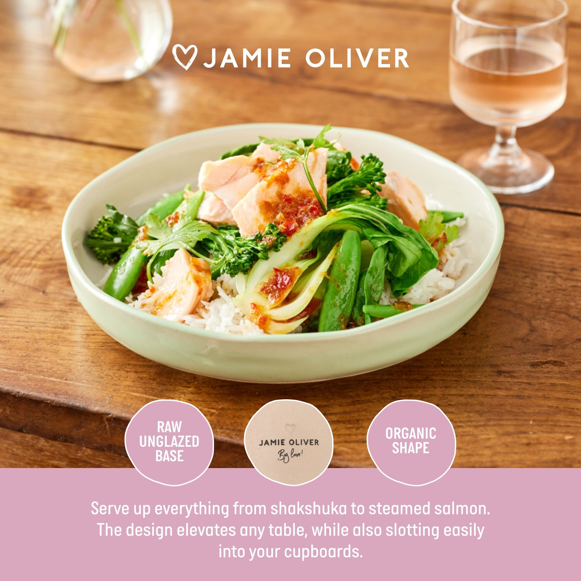 Set 4 Platos Hondos Jamie Oliver Big Love 22 cm - mesa servida