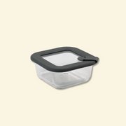 Contenedor cuadrado de vidrio hermetico con tapa de vidrio y boton