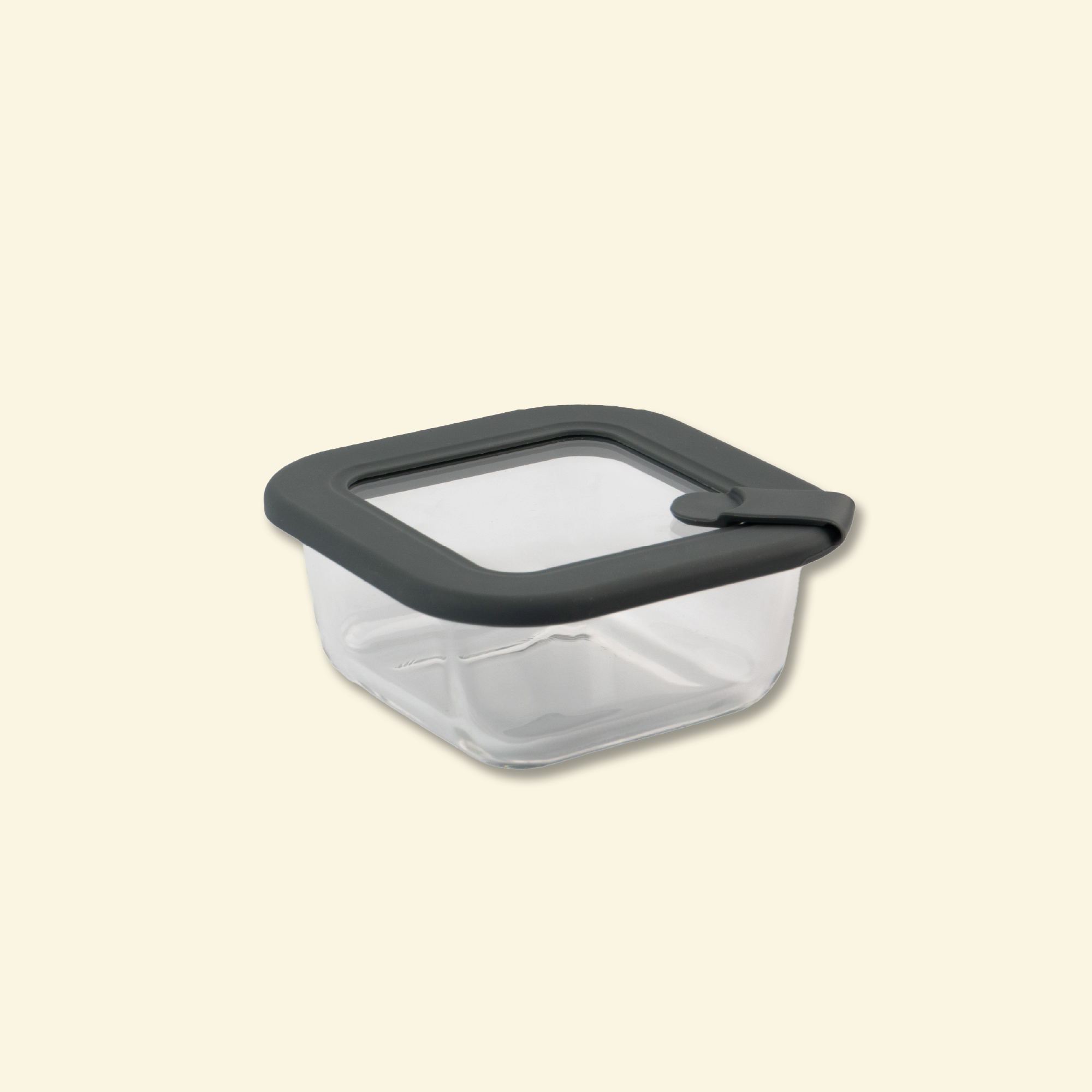 Contenedor cuadrado de vidrio hermetico con tapa de vidrio y boton