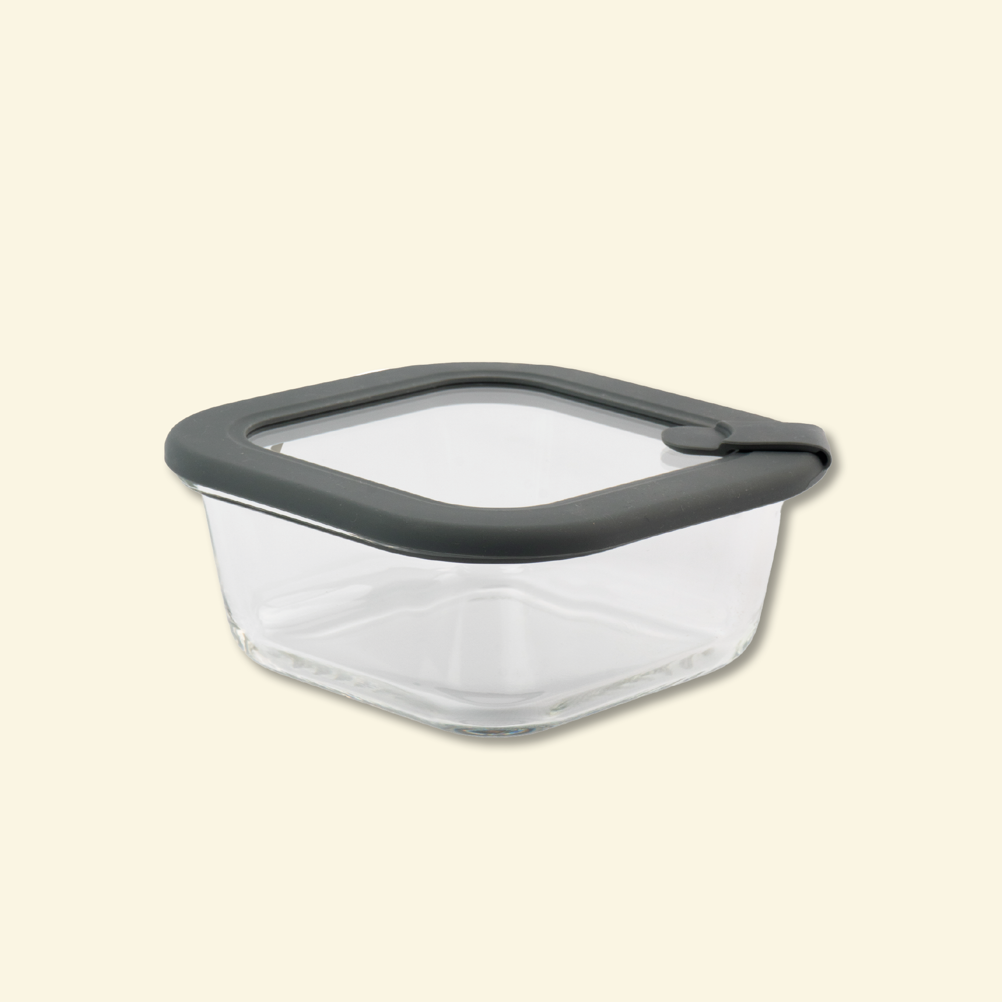 Contenedor cuadrado de vidrio hermetico con tapa de vidrio y boton