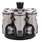 Set X6 Especieros de vidrio y rack redondo