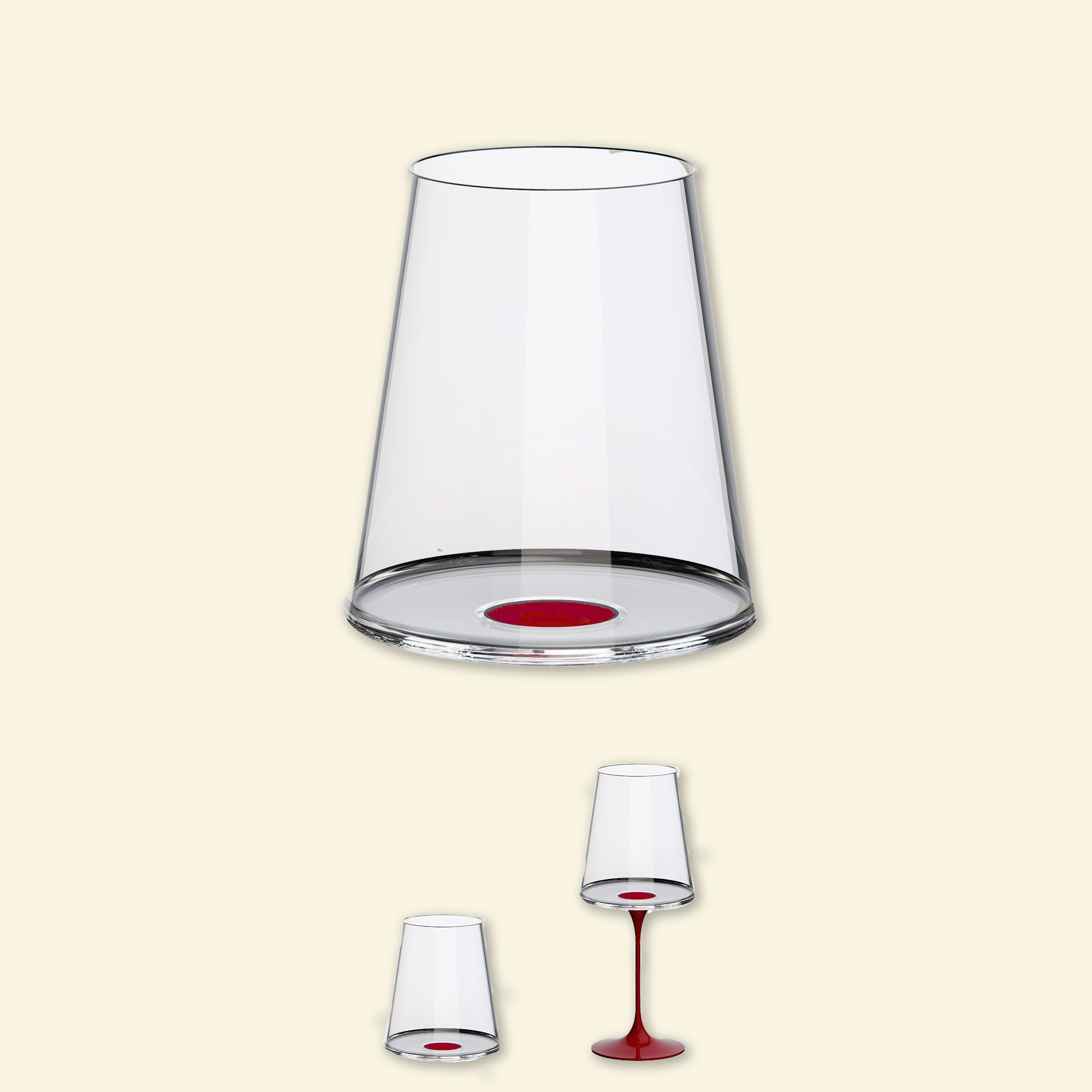 Set copa cristal vino tinto con iman + tallo