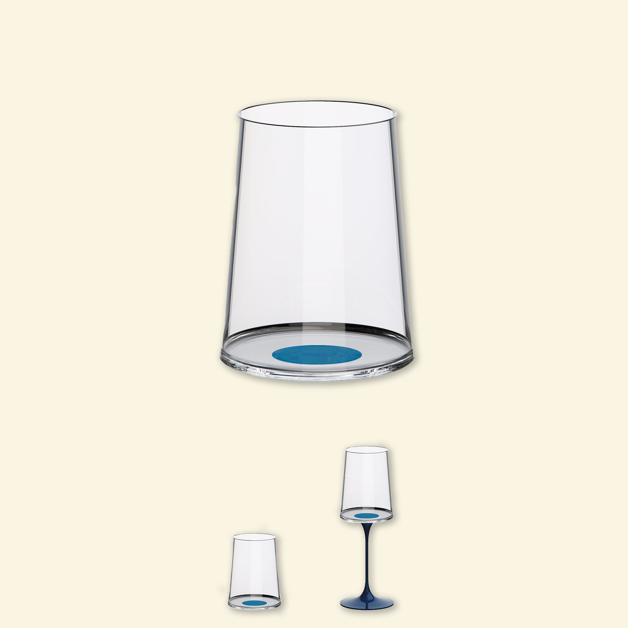 Set copa de cristal vino blanco con iman + tallo