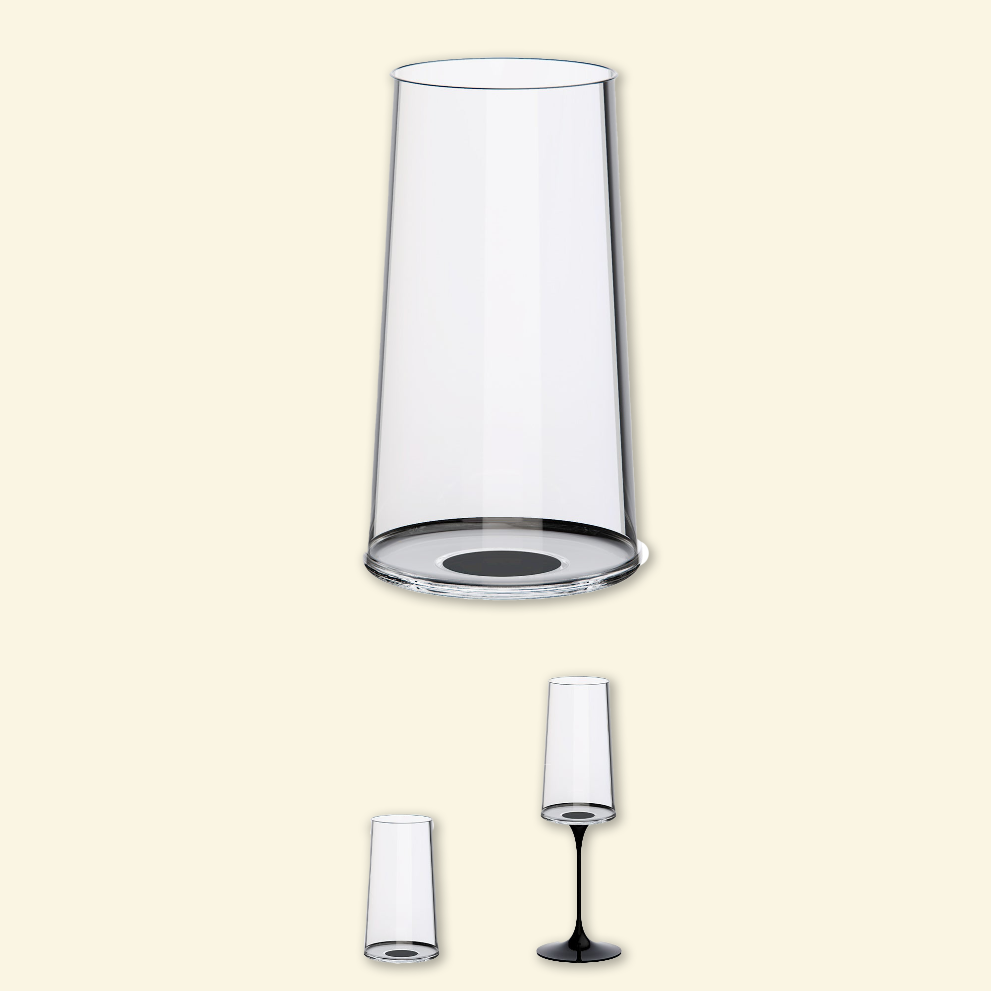 Set copa cristal trago largo con iman + tallo