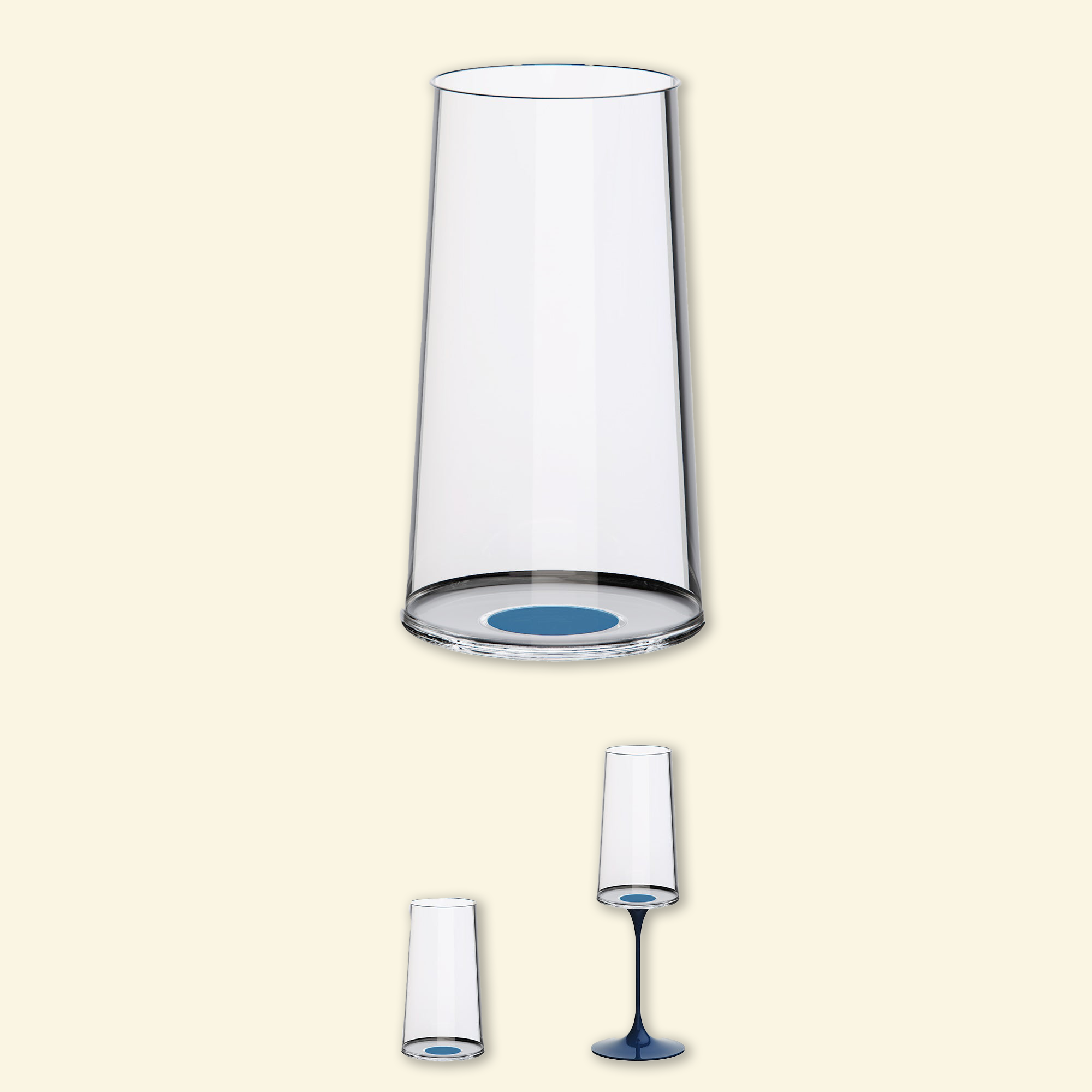 Set copa cristal trago largo con iman + tallo