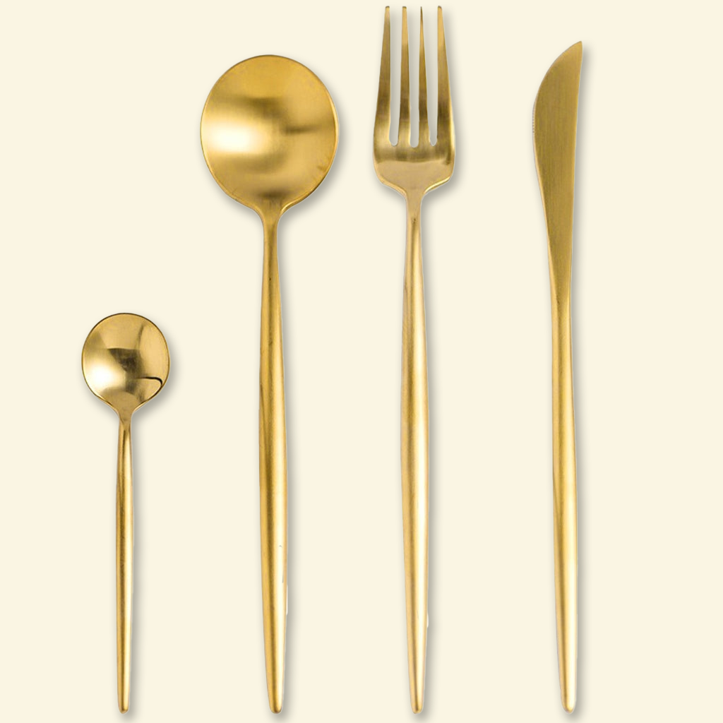 Set de Cubiertos Dorado x4