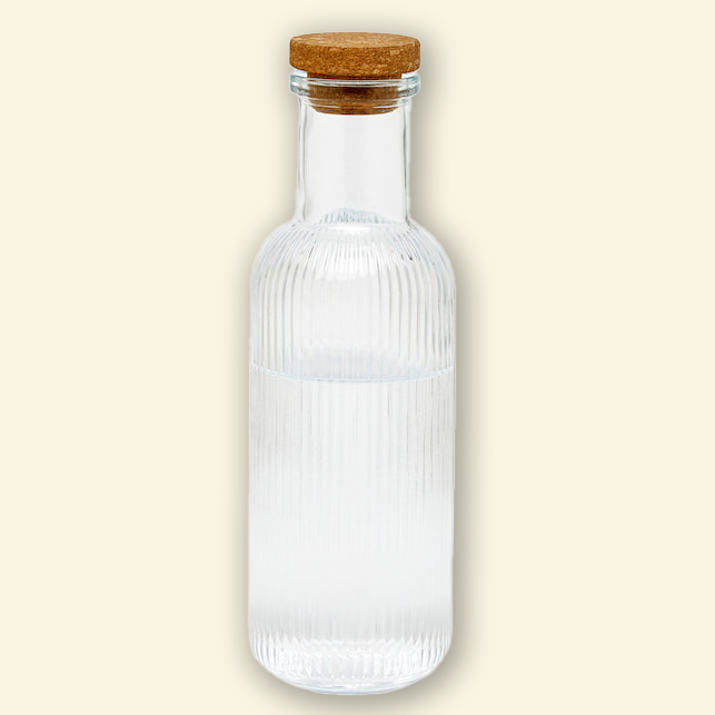 Botella de vidrio con tapa de corcho 1L