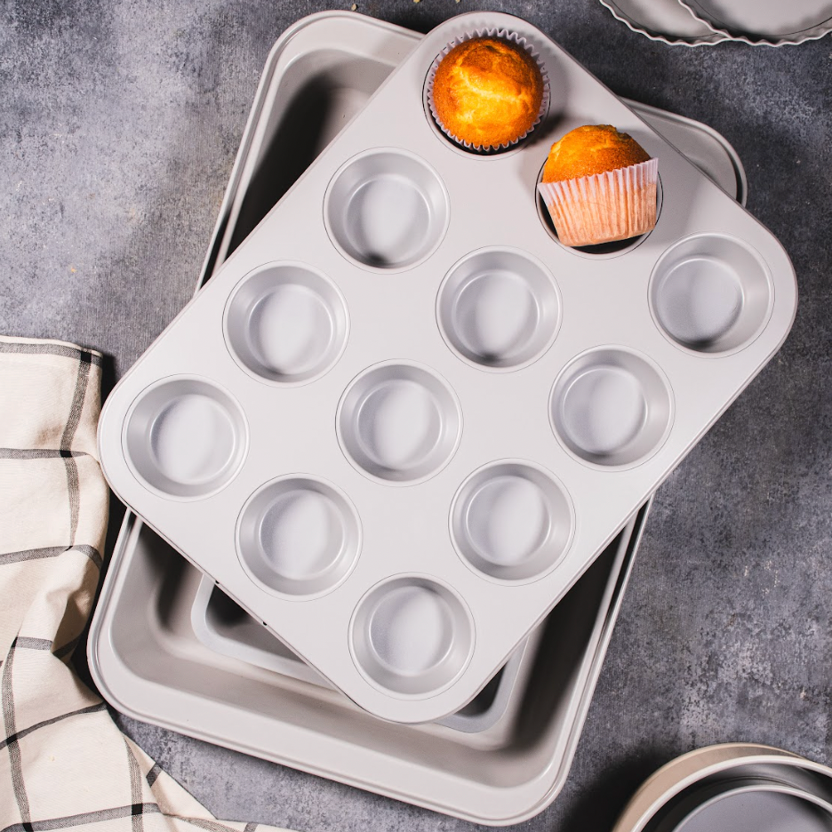 Muffin x 12 Antiadherente 35x26.5x3cm gris