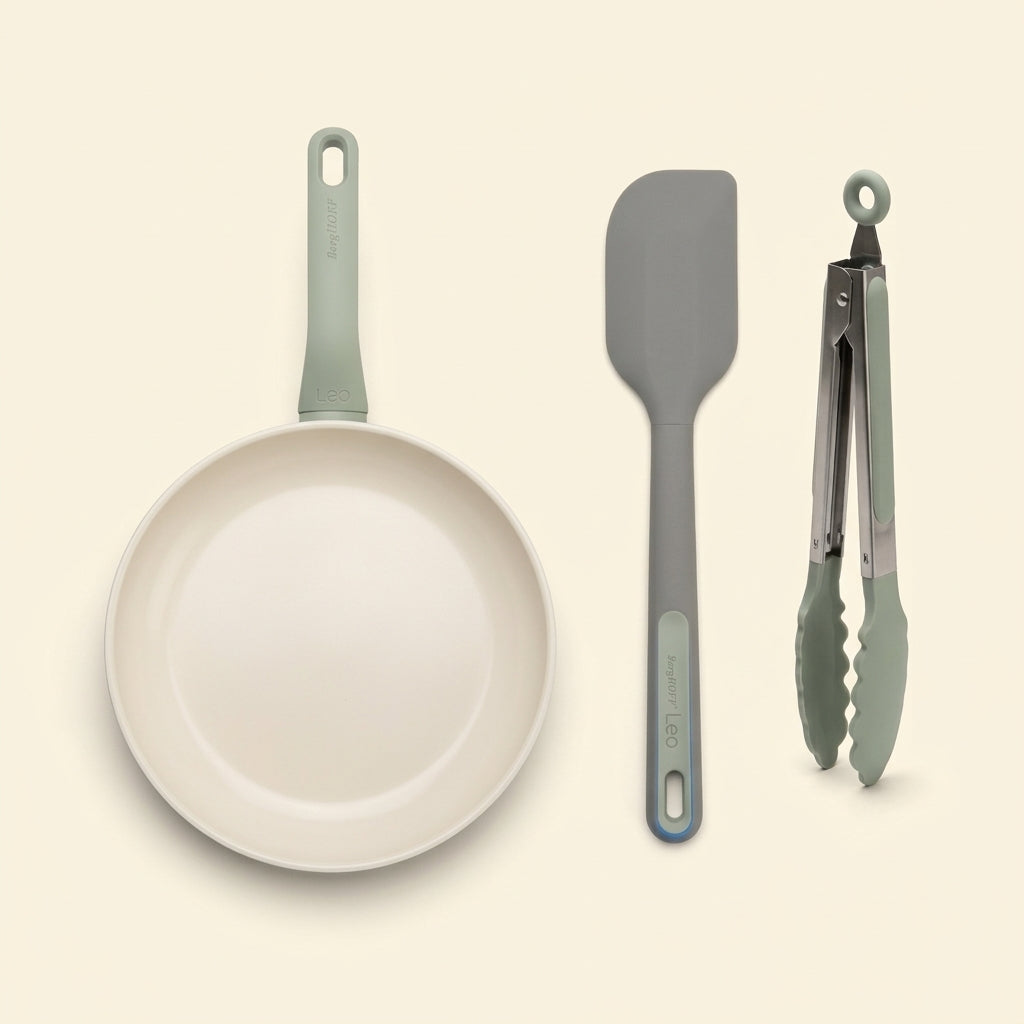 Combo Cocción & Precisión: Sartén 24 cm + Pinza con Silicona + Espátula Repostera BergHOFF
