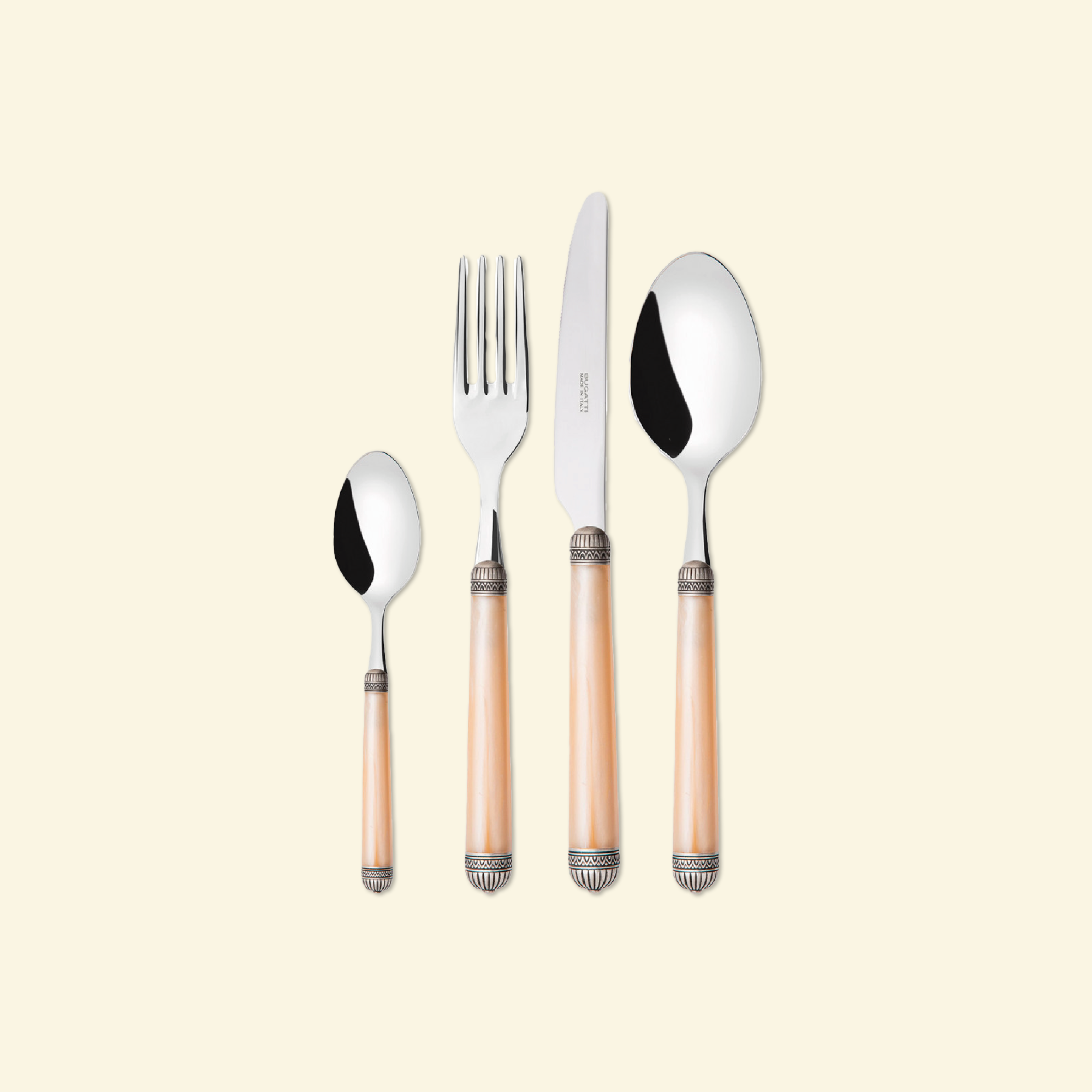 Set de Cubiertos Dórico x24 con mango marmolado