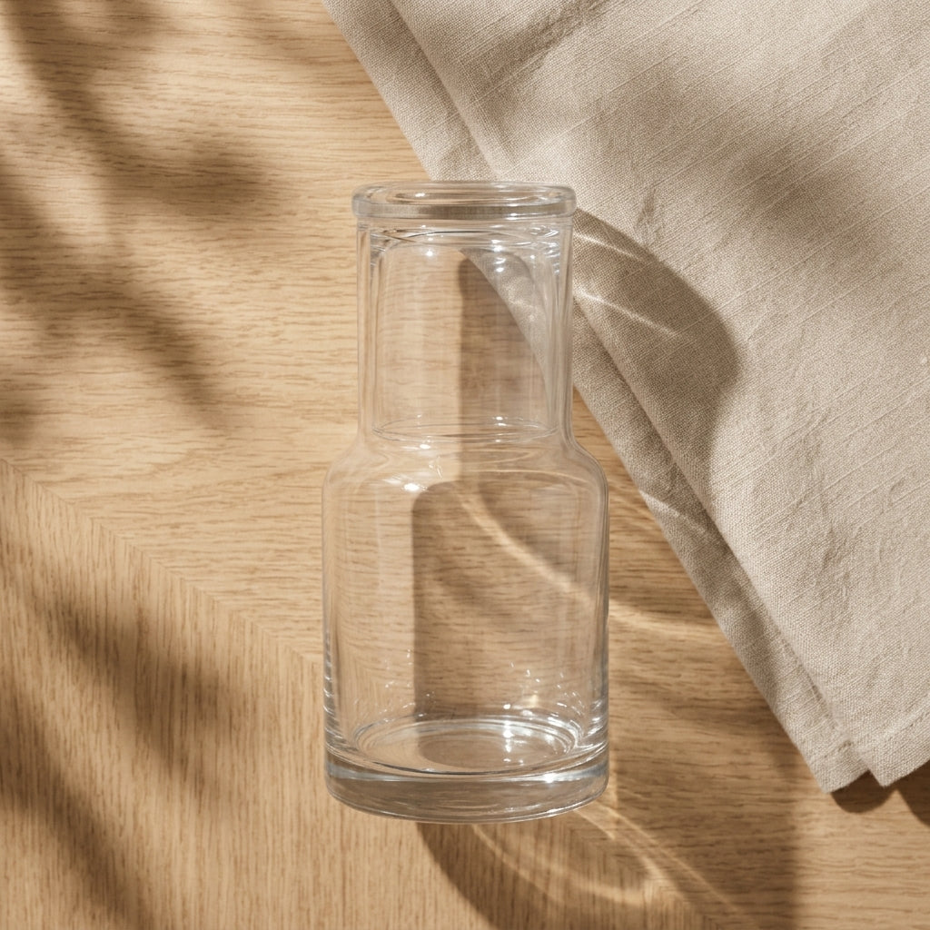 Jarra de vidrio Verden - ambientada en mesa de madera