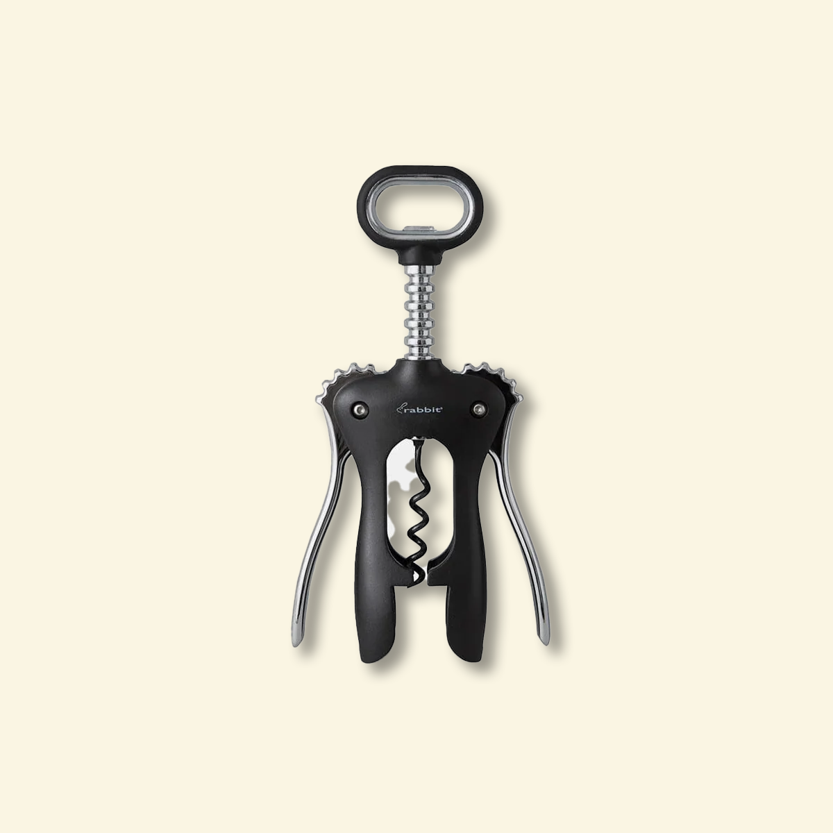 Sacacorchos de alas Rabbit Corkpull color negro con doble palanca cromada