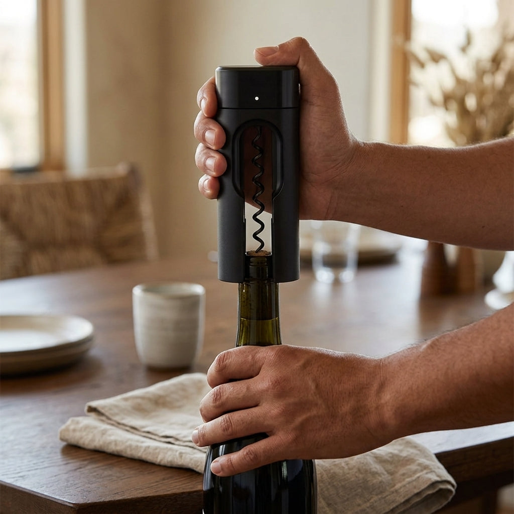 Sacacorchos vertical Rabbit Verden - en mesa servida