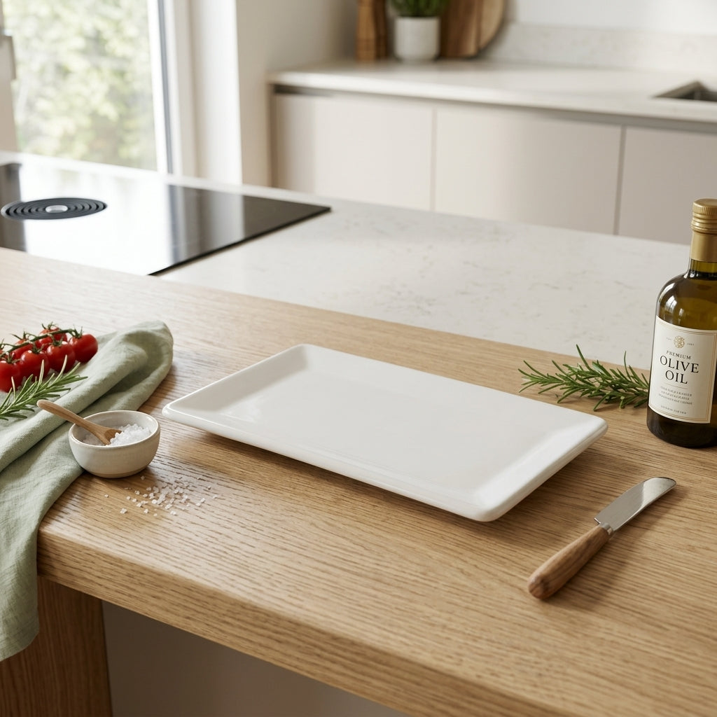 Bandeja rectangular de ceramica Verden - contexto
