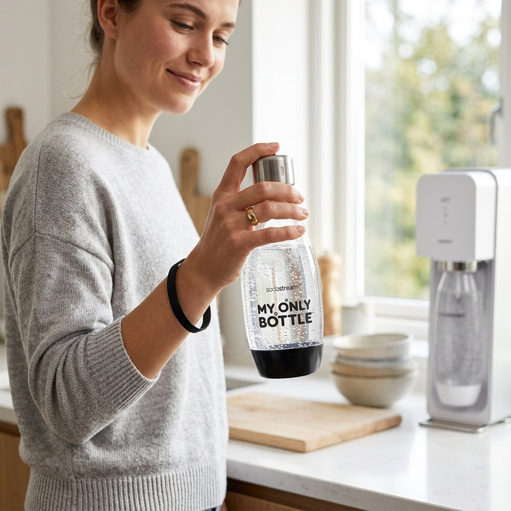 Botella chica 500ml Sodastream Verden - en uso