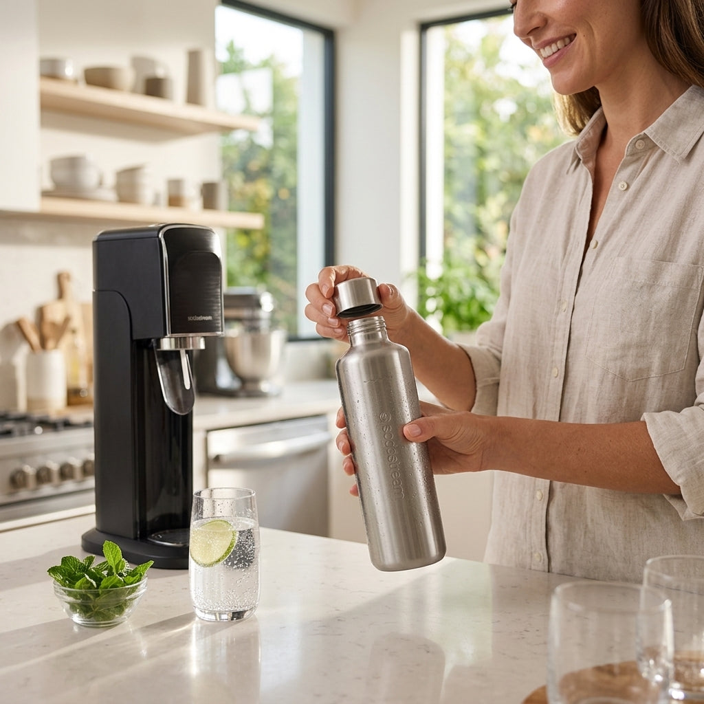 Botella Metal Thermic Duo Verden - en uso