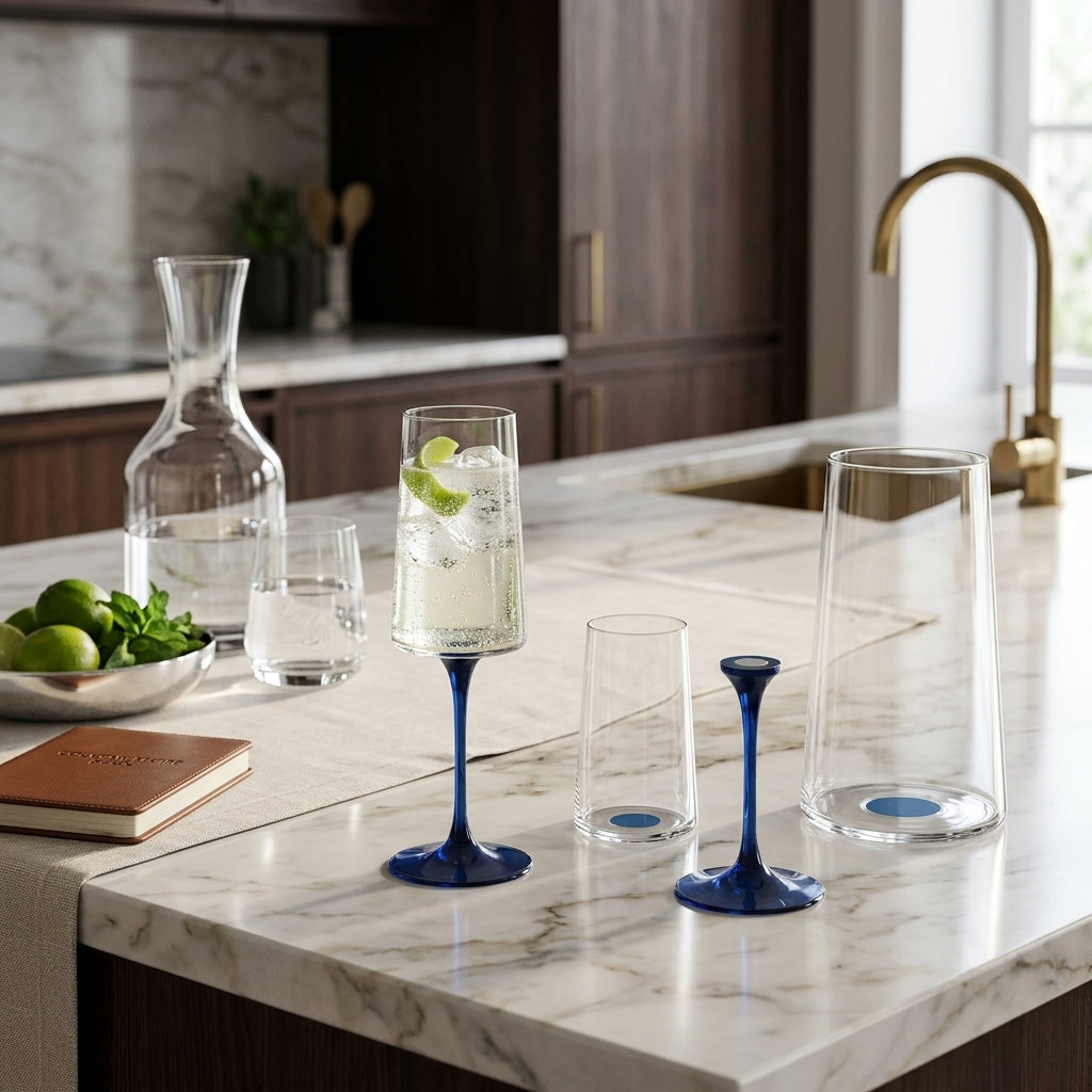 Set copa cristal x2 trago largo con iman + tallo Verden - contexto