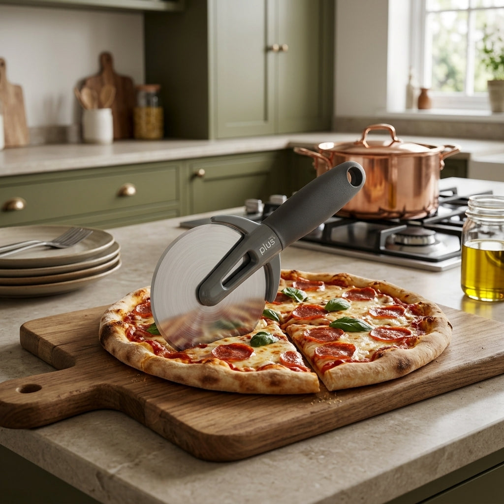 Corta pizzas con Mango de Silicona Verden - contexto