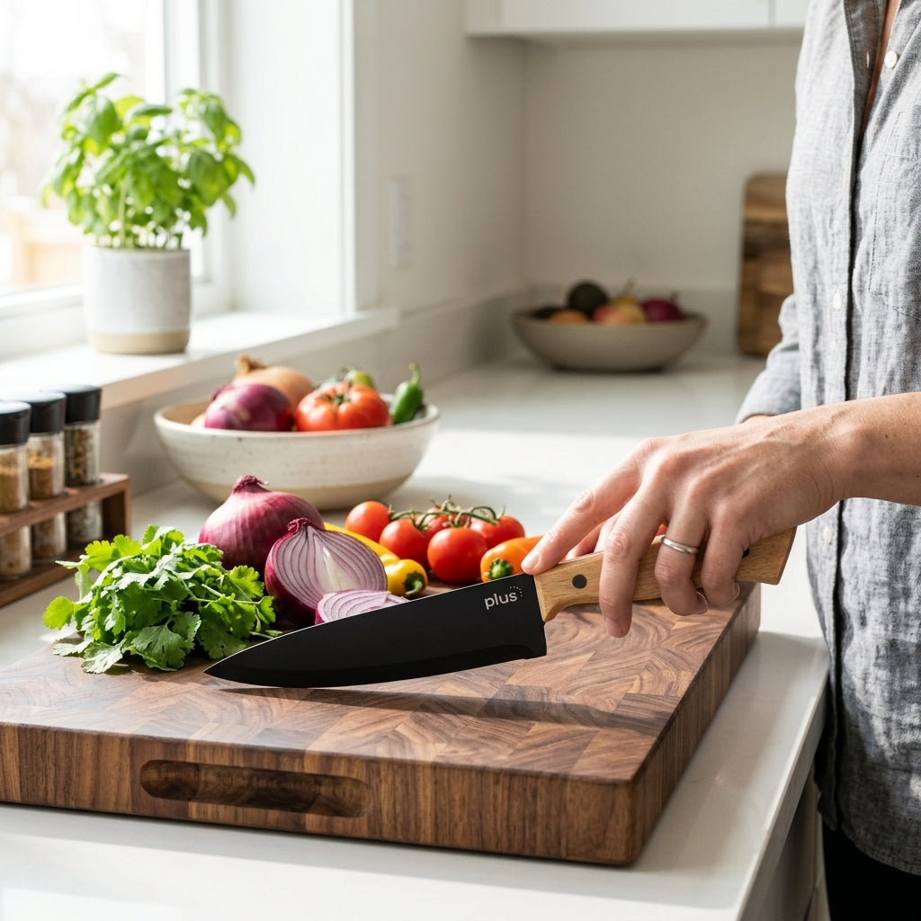Cuchillo Chef 8 pulgadas Verden - en uso