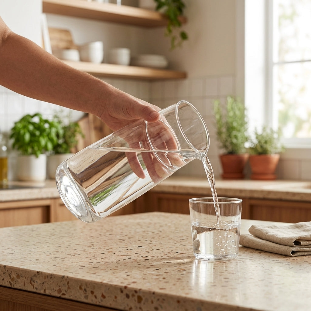 Jarra de vidrio + Vaso de vidrio Verden - contexto