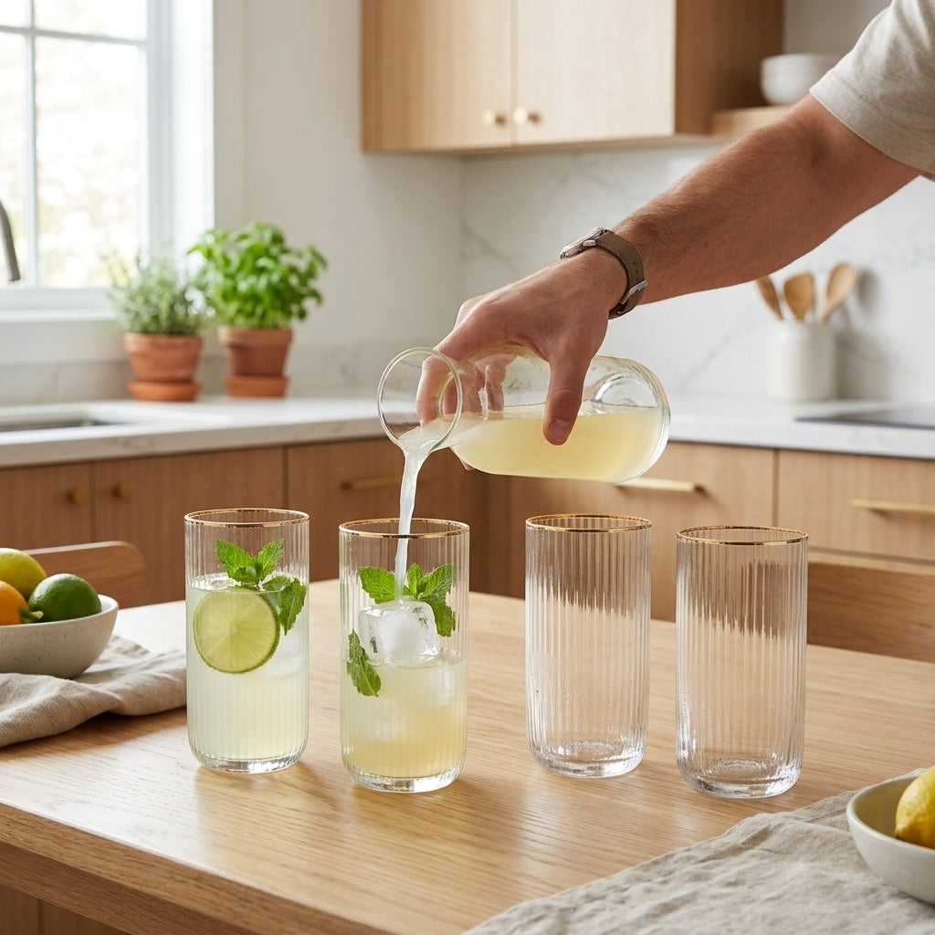 Set de 4 vasos altos Mikasa Sorrento Verden - en uso