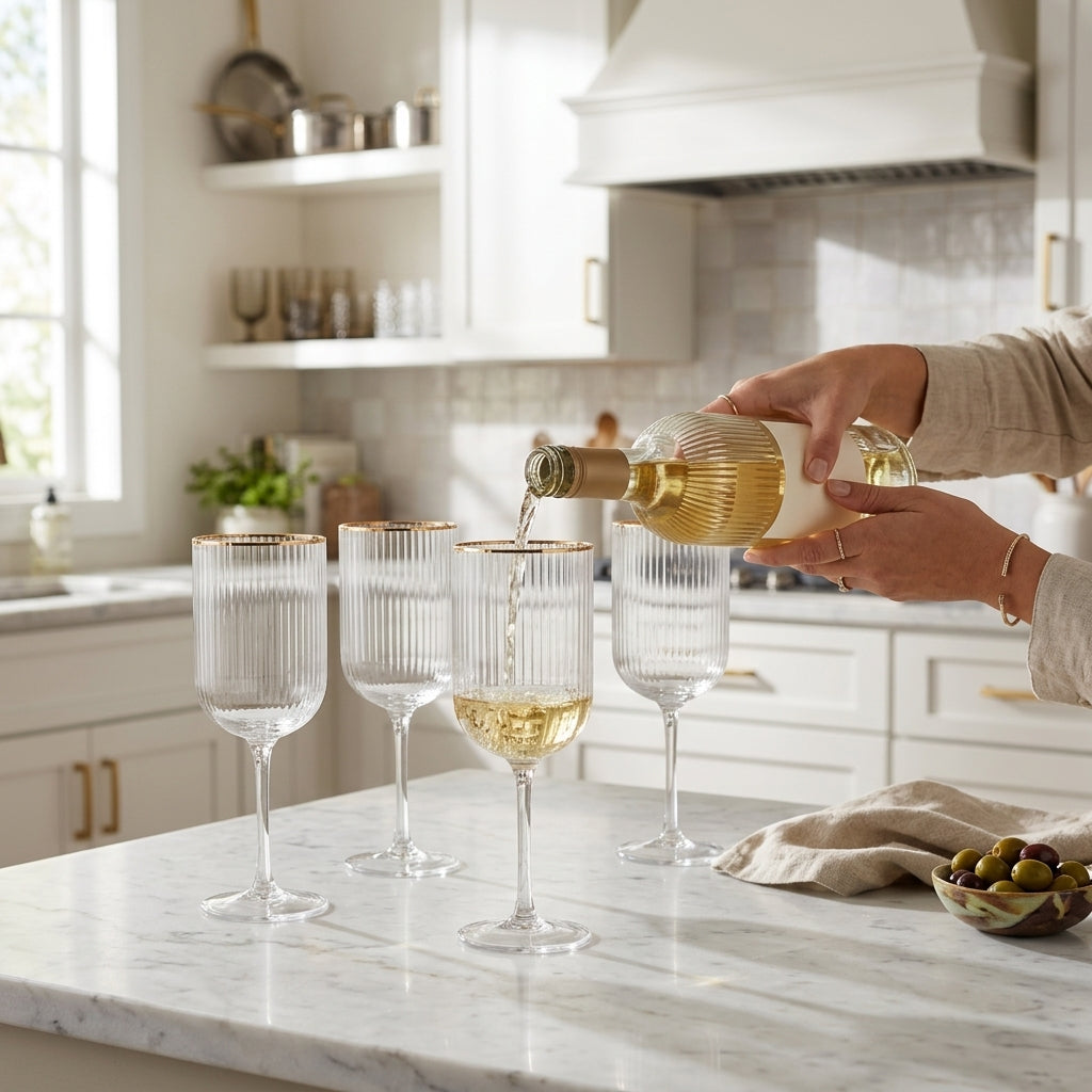 Set de 4 copas de vino blanco Mikasa Sorrento Verden - en uso