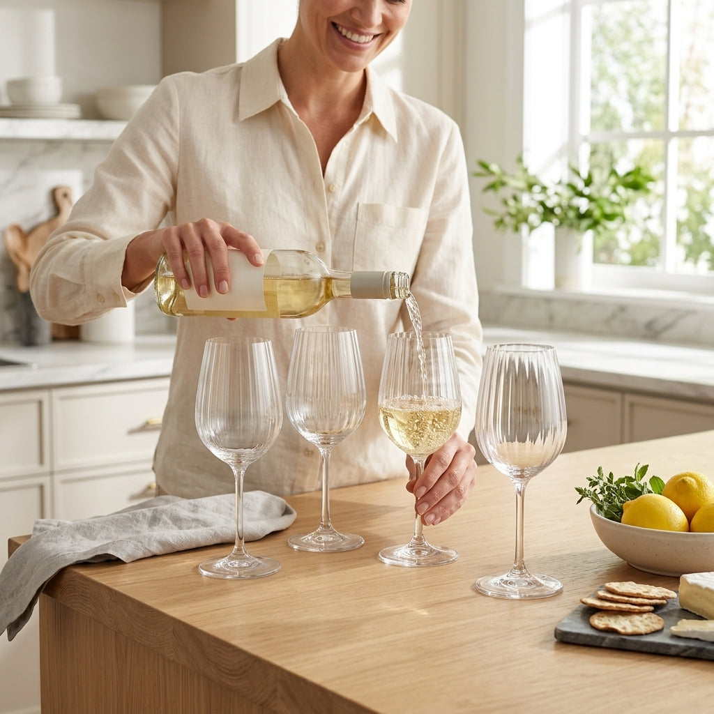 Set de 4 copas de vino blanco Mikasa Treviso Verden - en uso