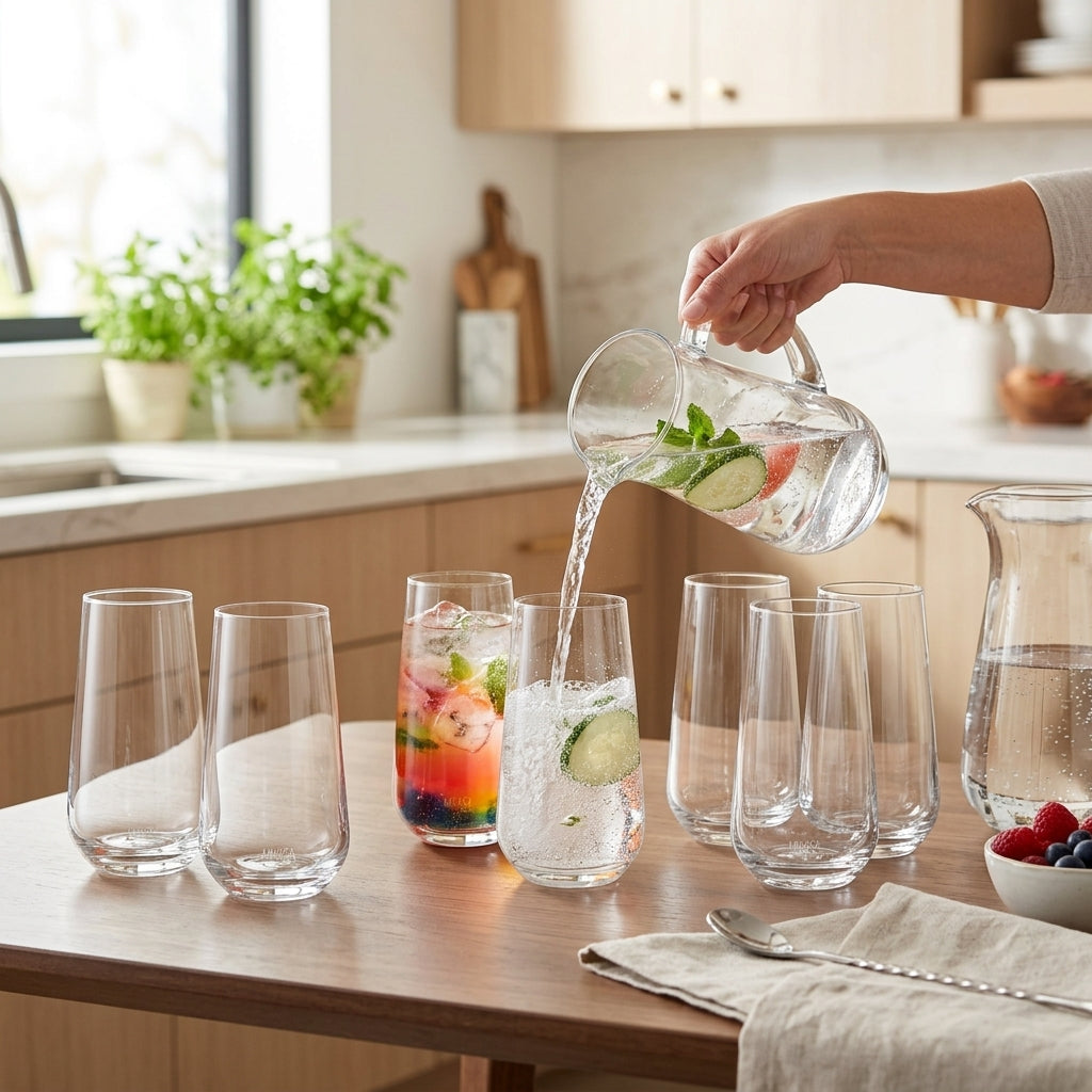 Set de 6 vasos altos de Mikasa 440ml Verden - en uso