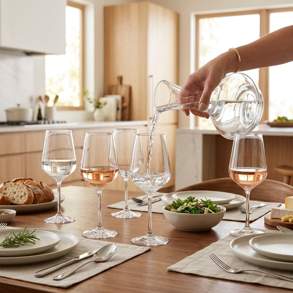 Set de 6 copas para agua o vino Mikasa 400ml Verden - en uso