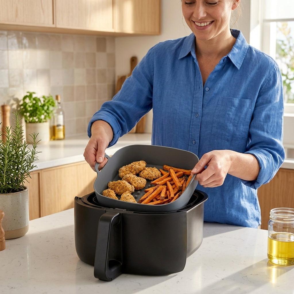 Molde para Air Fryer 22 x 7 cm Verden - en uso