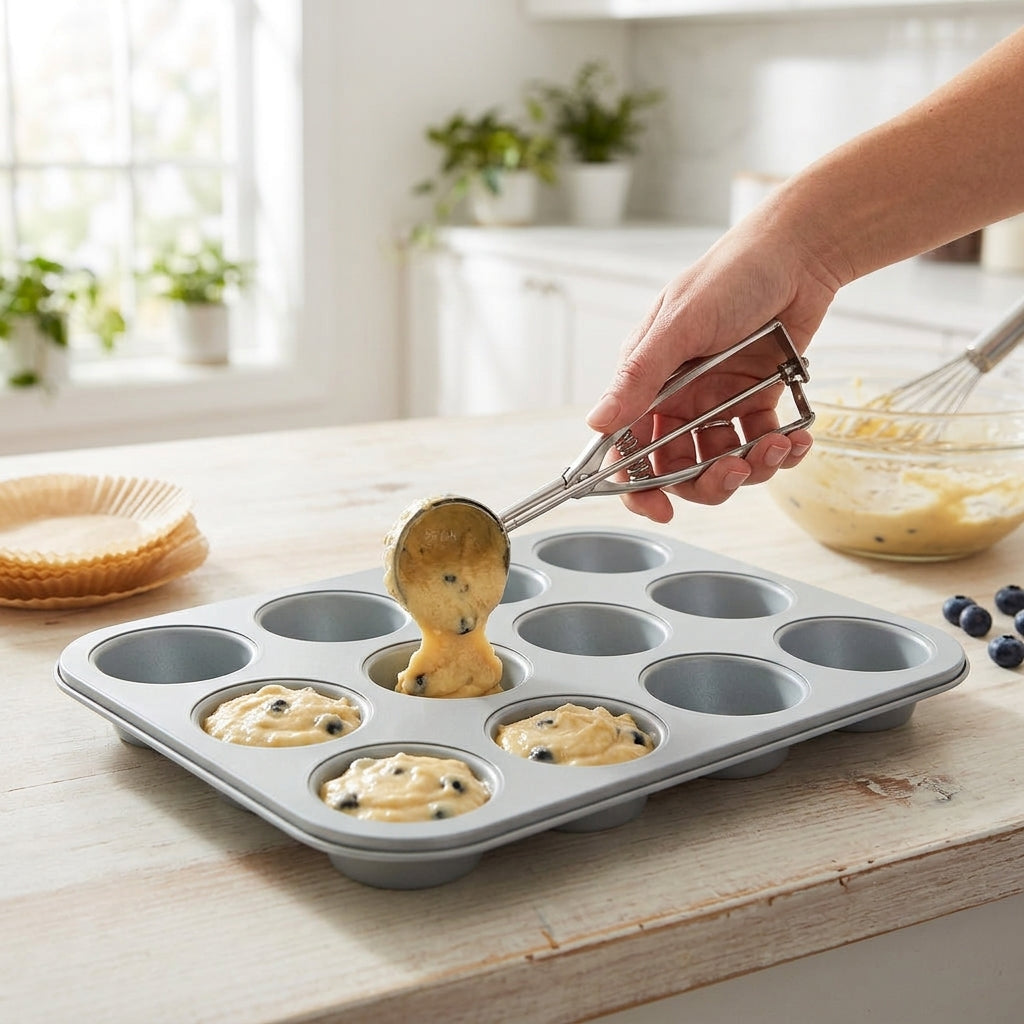 Muffin x 12 Antiadherente gris Verden - en uso
