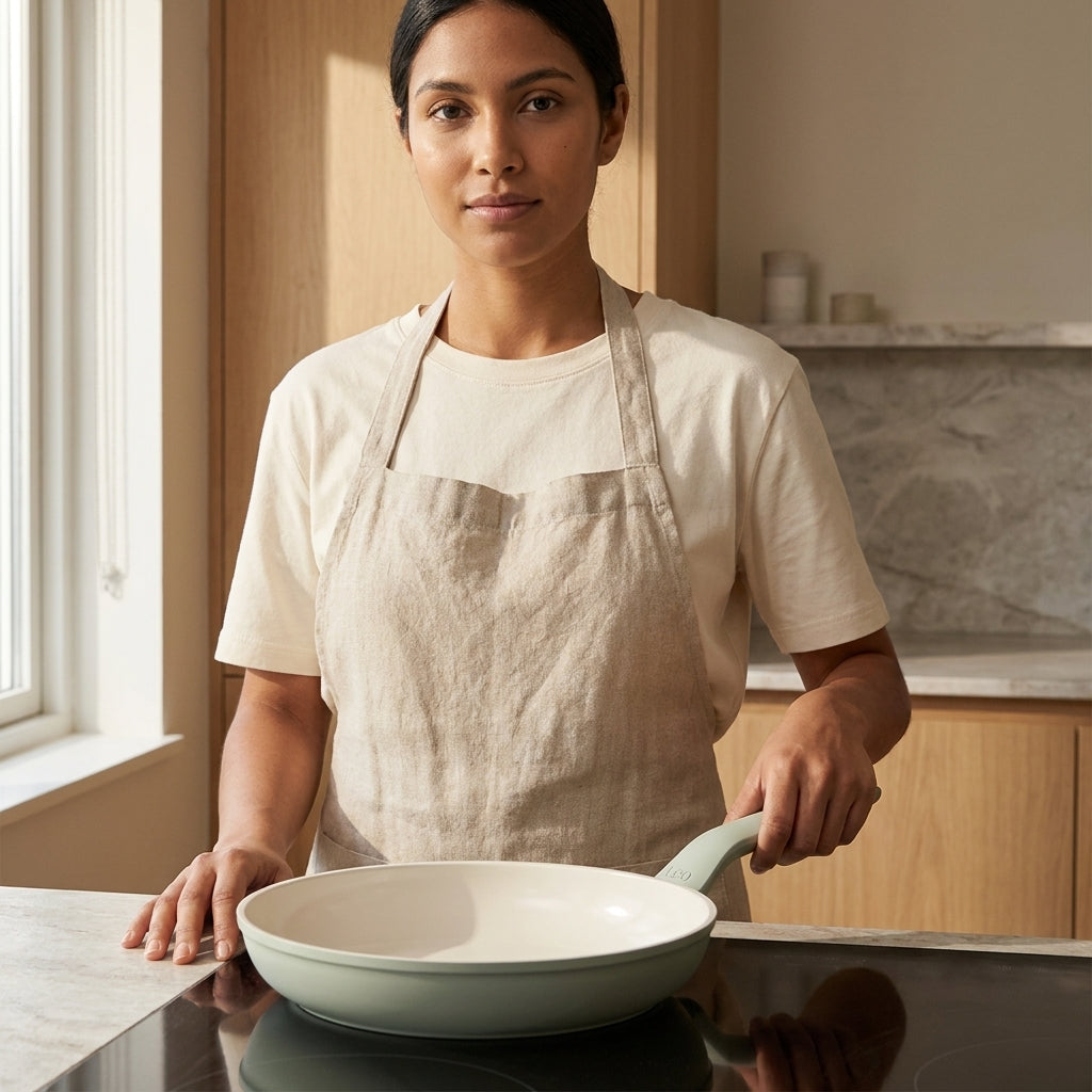 Sarten Balance BergHOFF Verden - persona cocinando con la sarten