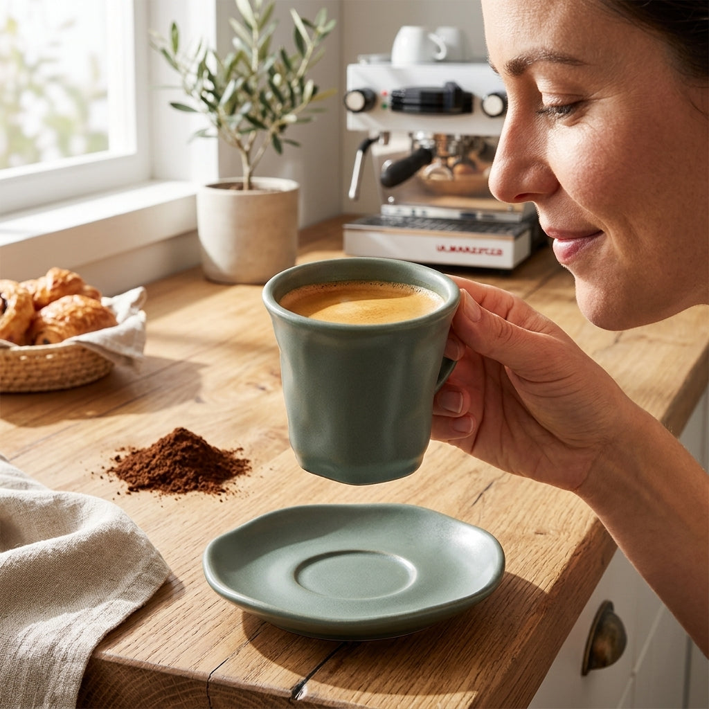 Taza expresso cerámica Verden - en uso