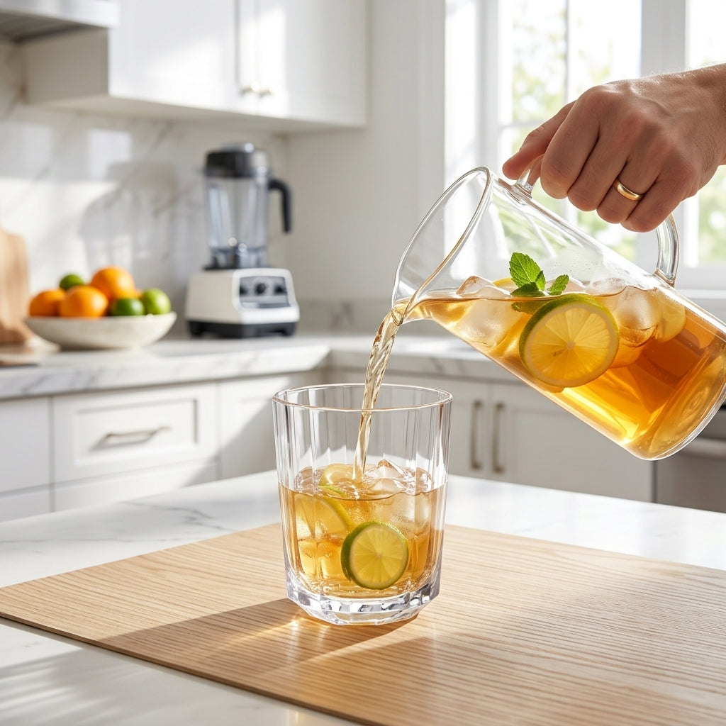 Vaso acrílico facetado Verden - en uso